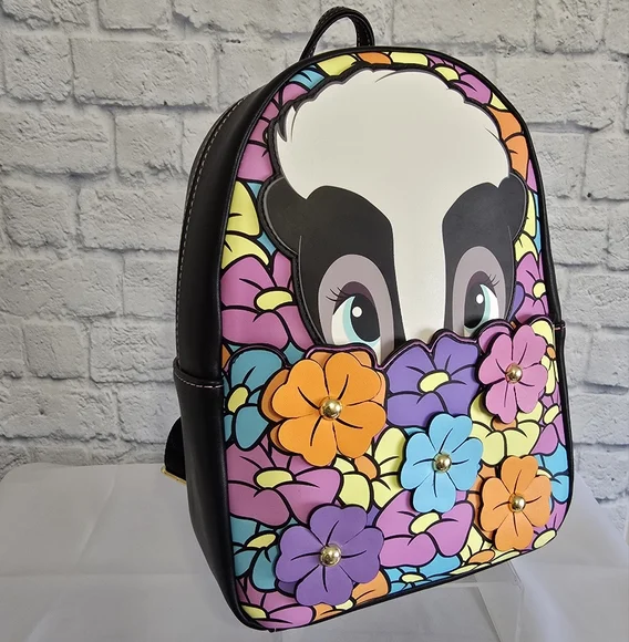 Loungefly Bambi Flower Mini Backpack Floral Blooms Colorful Disney Bag New - Picture 10 of 16